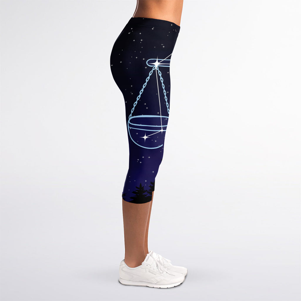 Libra Constellation Print Women's Capri Leggings