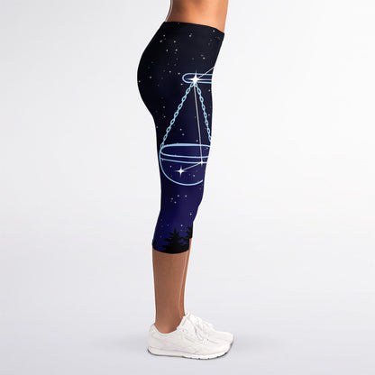 Libra Constellation Print Women's Capri Leggings