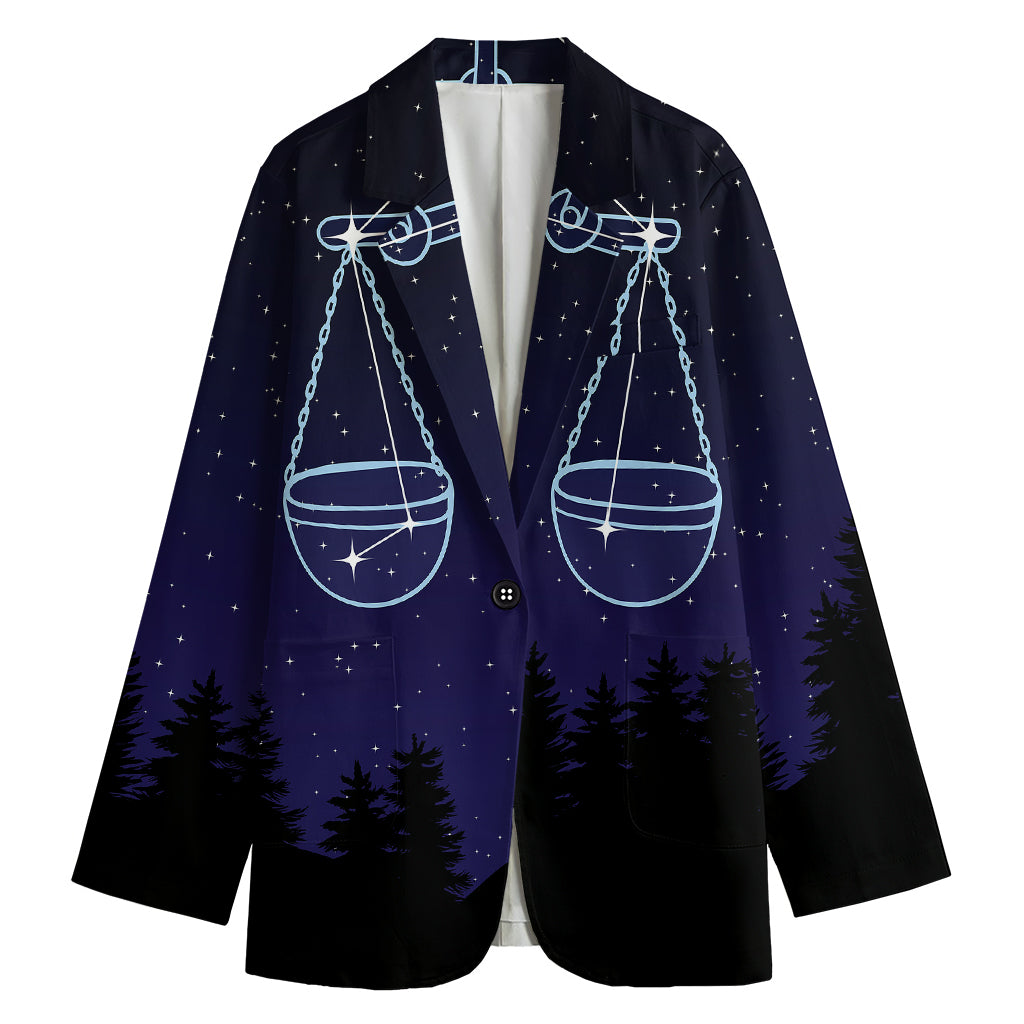 Libra Constellation Print Women's Cotton Blazer