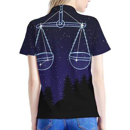 Libra Constellation Print Women's Polo Shirt