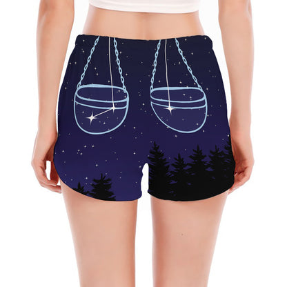 Libra Constellation Print Women's Split Running Shorts