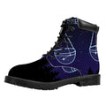 Libra Constellation Print Padded Collar Lace Up Boots