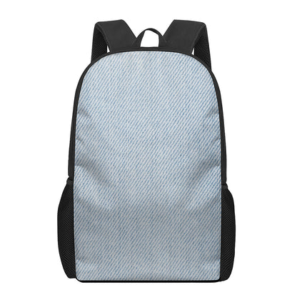 Light Blue Denim Jeans Print 17 Inch Backpack