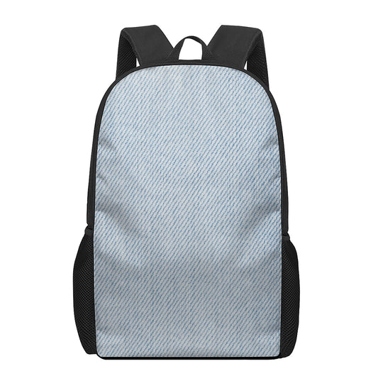 Light Blue Denim Jeans Print 17 Inch Backpack