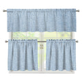 Light Blue Denim Jeans Print 3 Piece Kitchen Curtains