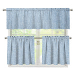 Light Blue Denim Jeans Print 3 Piece Kitchen Curtains