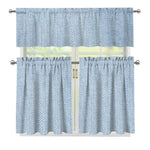 Light Blue Denim Jeans Print 3 Piece Kitchen Curtains