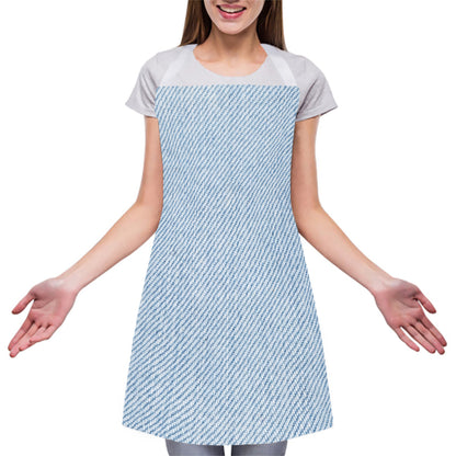 Light Blue Denim Jeans Print Adjustable Apron