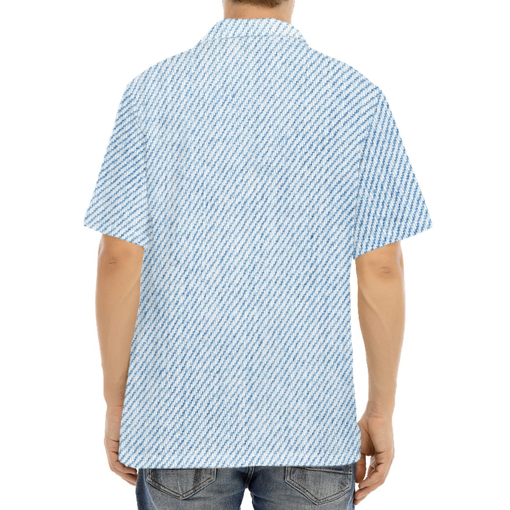 Light Blue Denim Jeans Print Aloha Shirt