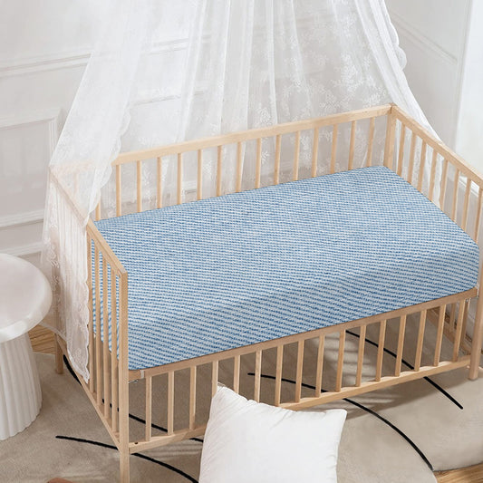 Light Blue Denim Jeans Print Baby Crib Sheet