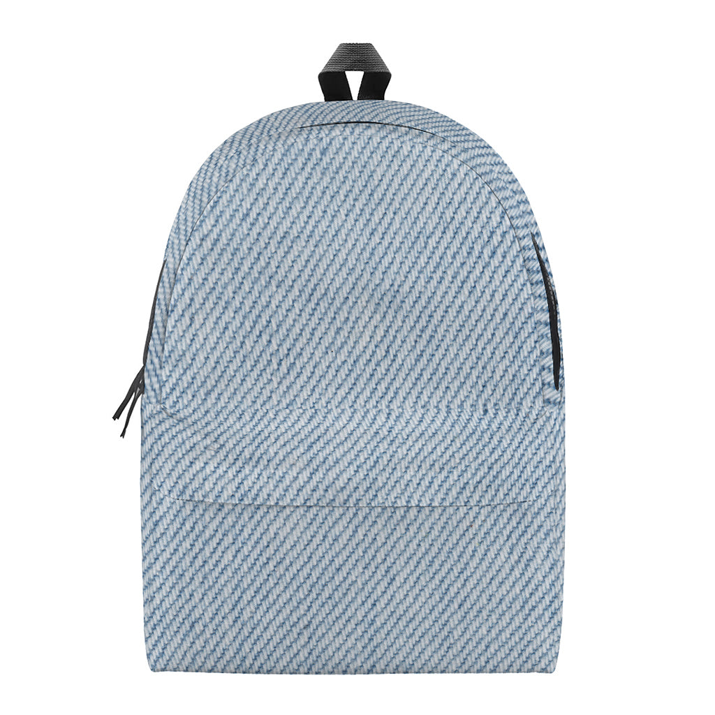 Light Blue Denim Jeans Print Backpack