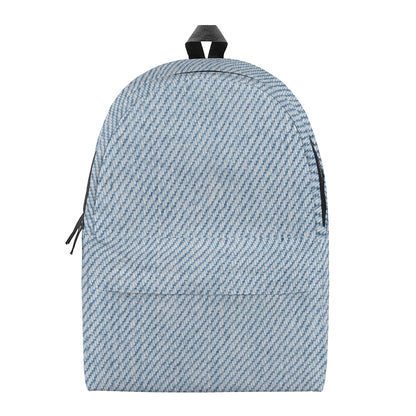 Light Blue Denim Jeans Print Backpack