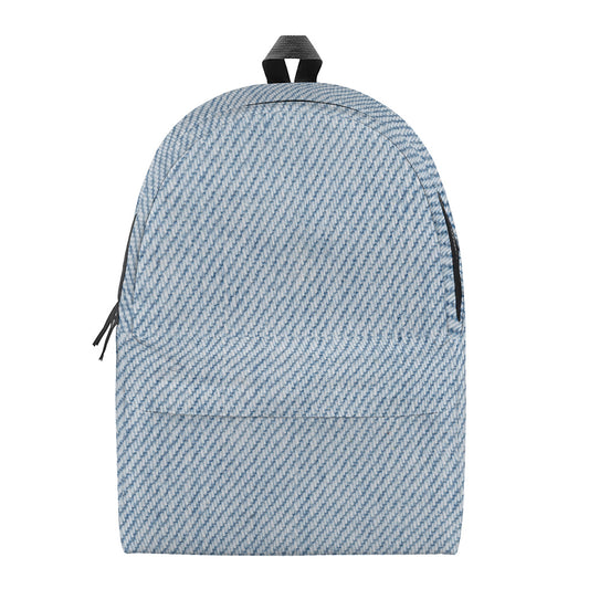 Light Blue Denim Jeans Print Backpack