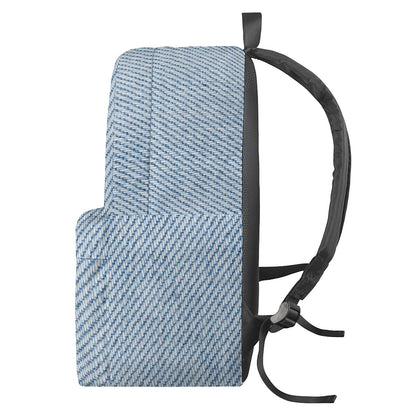 Light Blue Denim Jeans Print Backpack