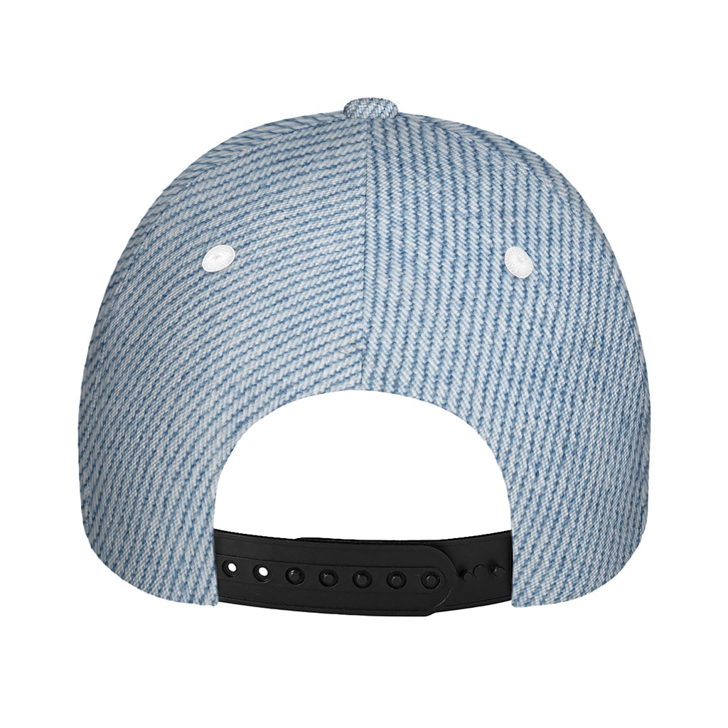 Light Blue Denim Jeans Print Baseball Cap