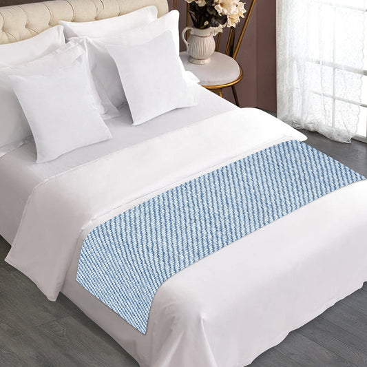 Light Blue Denim Jeans Print Bed Runner