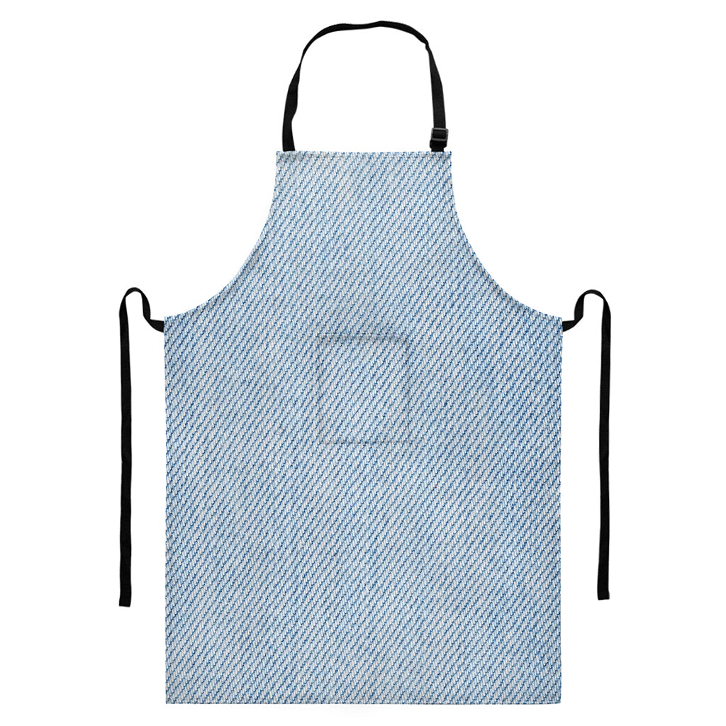 Light Blue Denim Jeans Print Bib Apron With Pocket