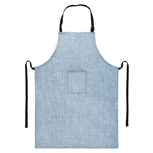 Light Blue Denim Jeans Print Bib Apron With Pocket