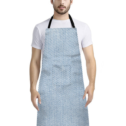 Light Blue Denim Jeans Print Bib Apron With Pocket