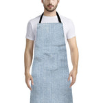 Light Blue Denim Jeans Print Bib Apron With Pocket