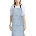 Light Blue Denim Jeans Print Bib Apron With Pocket