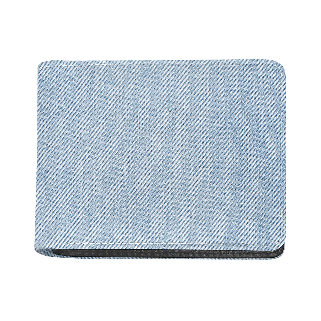 Light Blue Denim Jeans Print Bifold Wallet