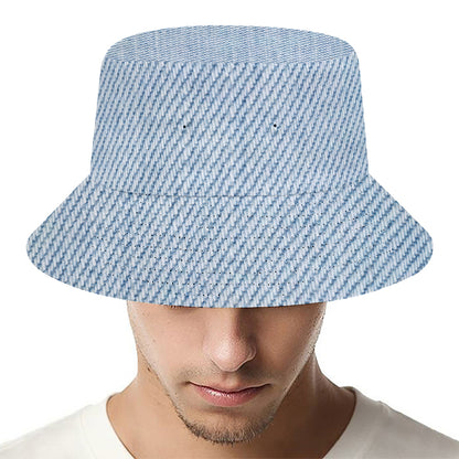 Light Blue Denim Jeans Print Bucket Hat