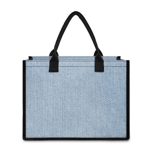Light Blue Denim Jeans Print Canvas Tote Bag