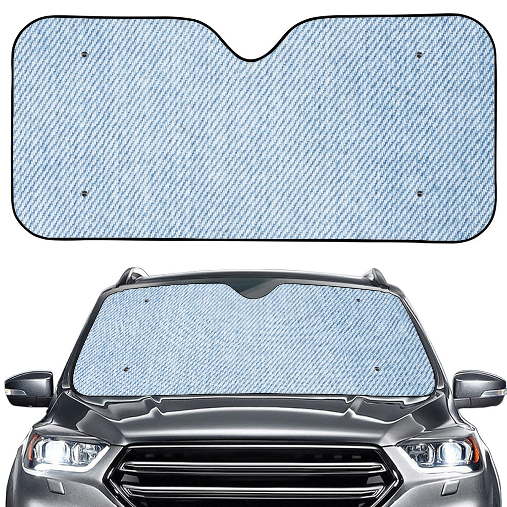 Light Blue Denim Jeans Print Car Windshield Sun Shade