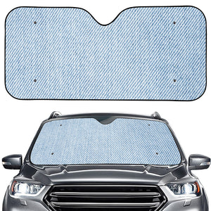 Light Blue Denim Jeans Print Car Windshield Sun Shade