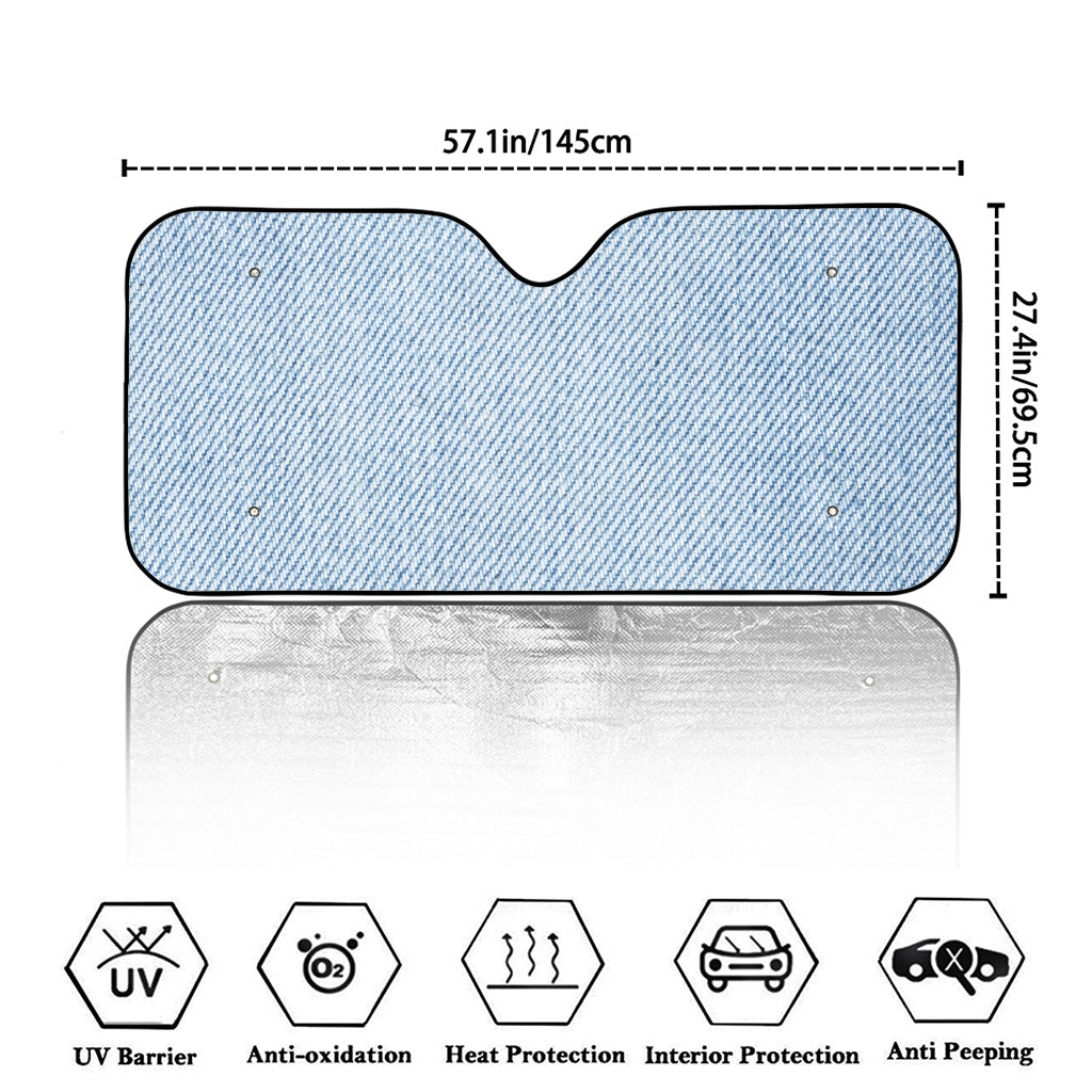 Light Blue Denim Jeans Print Car Windshield Sun Shade