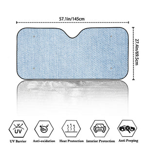 Light Blue Denim Jeans Print Car Windshield Sun Shade