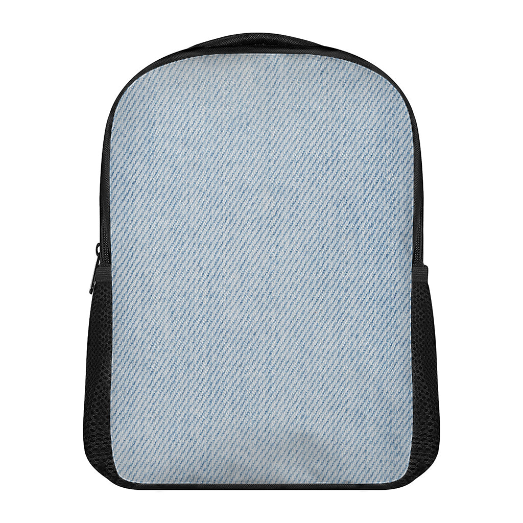 Light Blue Denim Jeans Print Casual Backpack