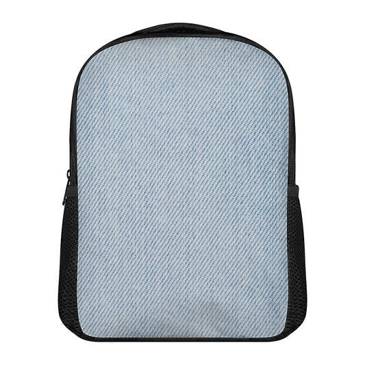 Light Blue Denim Jeans Print Casual Backpack