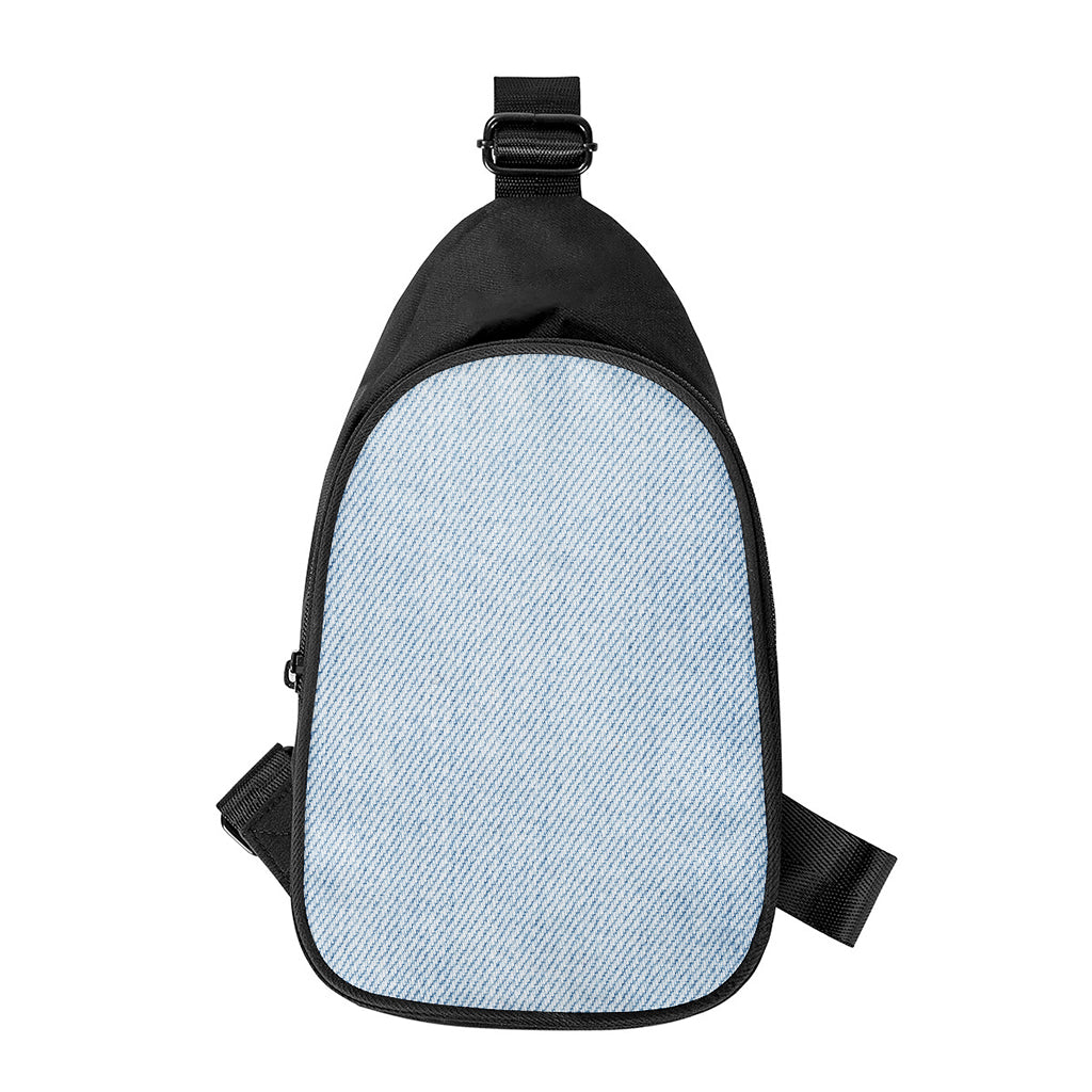 Light Blue Denim Jeans Print Chest Bag