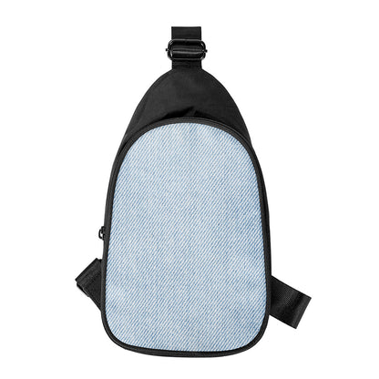 Light Blue Denim Jeans Print Chest Bag