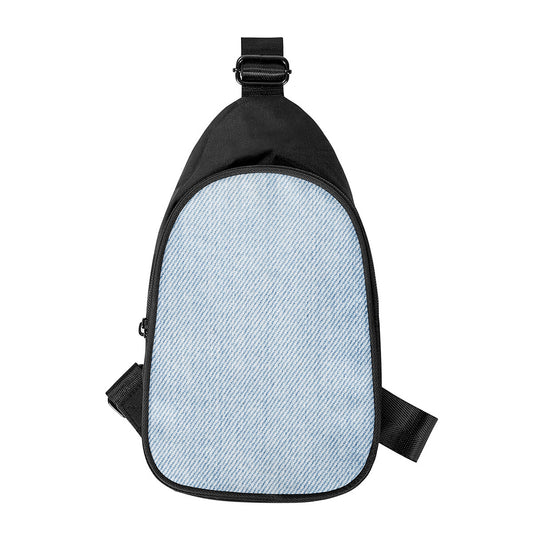 Light Blue Denim Jeans Print Chest Bag