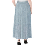 Light Blue Denim Jeans Print Chiffon Maxi Skirt