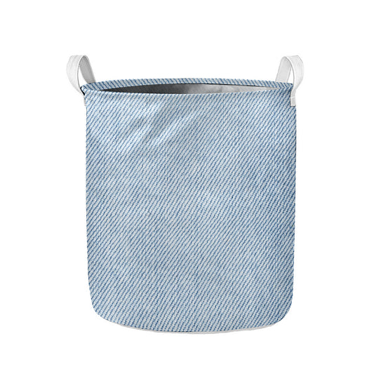Light Blue Denim Jeans Print Collapsible Laundry Basket