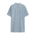 Light Blue Denim Jeans Print Cotton Hawaiian Shirt