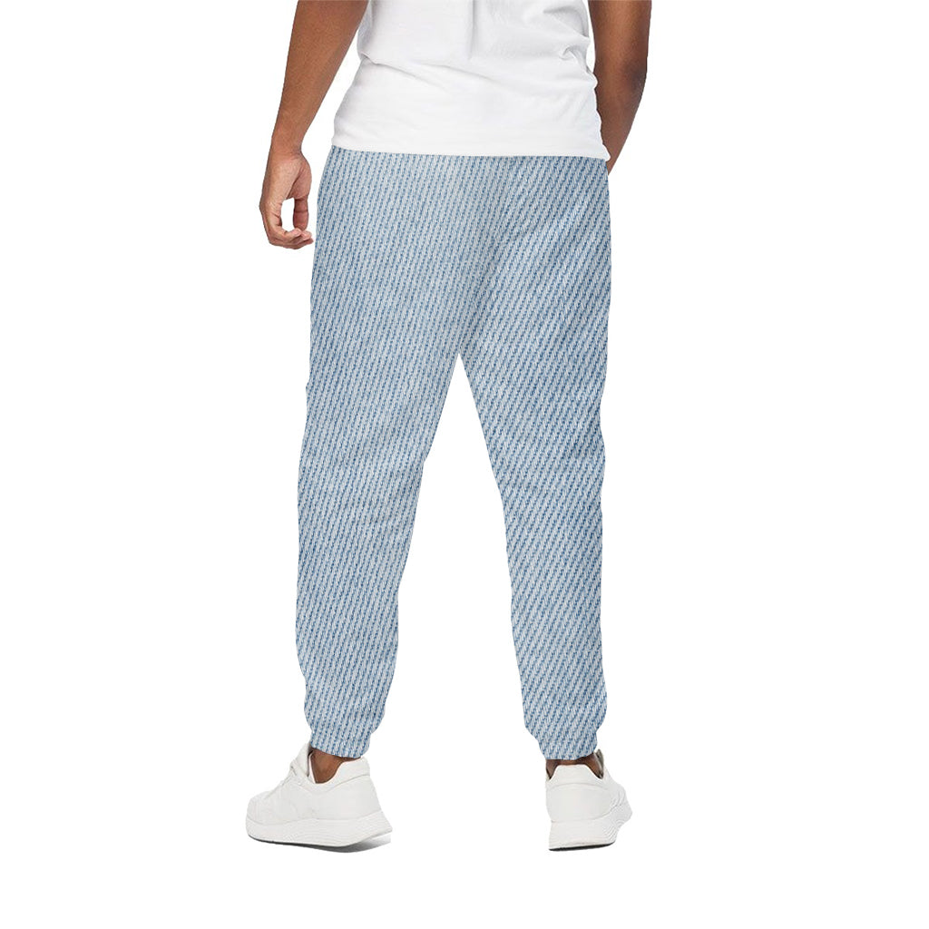 Light Blue Denim Jeans Print Cotton Pants
