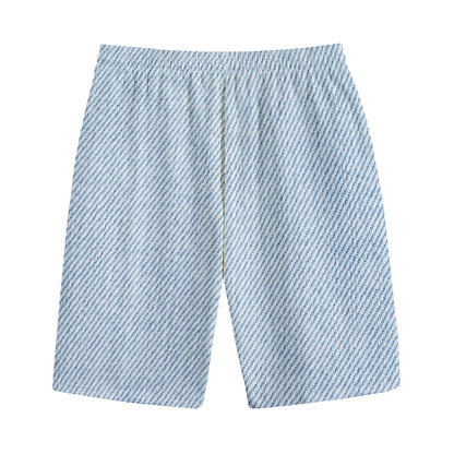 Light Blue Denim Jeans Print Cotton Shorts