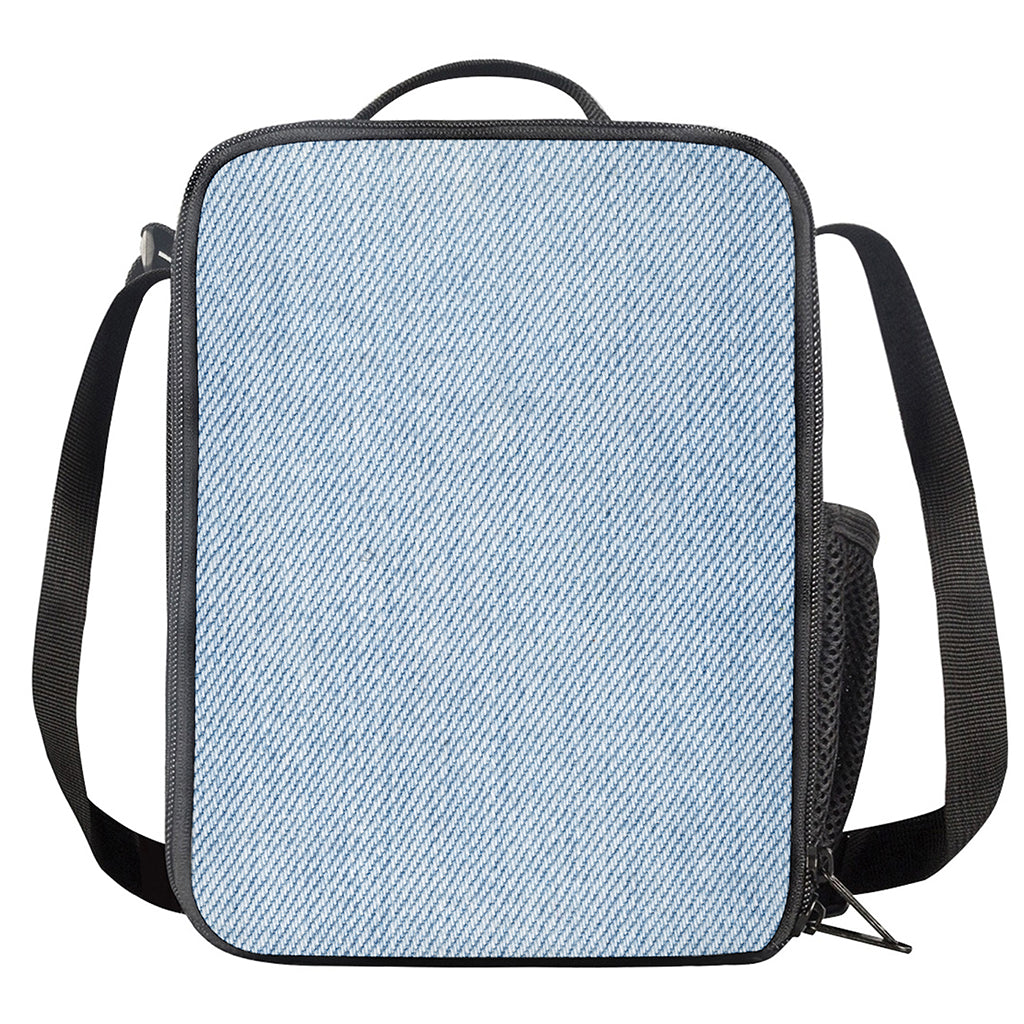 Light Blue Denim Jeans Print Crossbody Lunch Bag