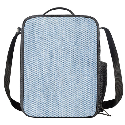 Light Blue Denim Jeans Print Crossbody Lunch Bag