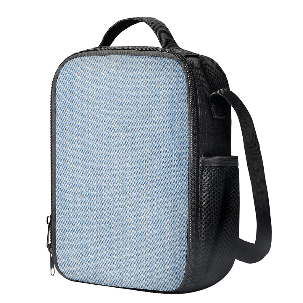 Light Blue Denim Jeans Print Crossbody Lunch Bag