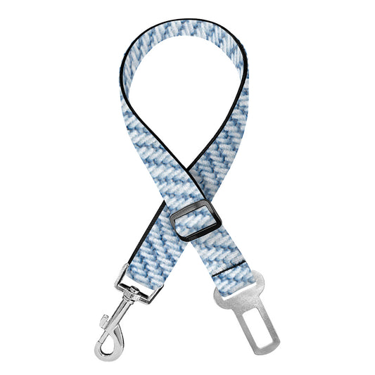 Light Blue Denim Jeans Print Dog Seat Belt