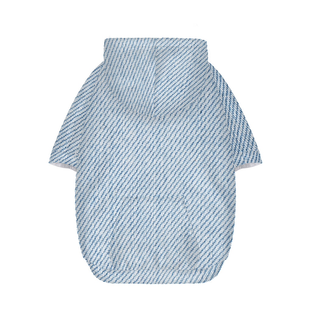 Light Blue Denim Jeans Print Dog Zip Up Hoodie