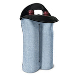 Light Blue Denim Jeans Print Double Neoprene Wine Tote