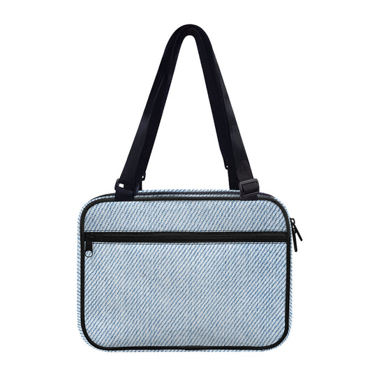 Light Blue Denim Jeans Print Double Strap Bible Bag