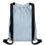 Light Blue Denim Jeans Print Drawstring Backpack